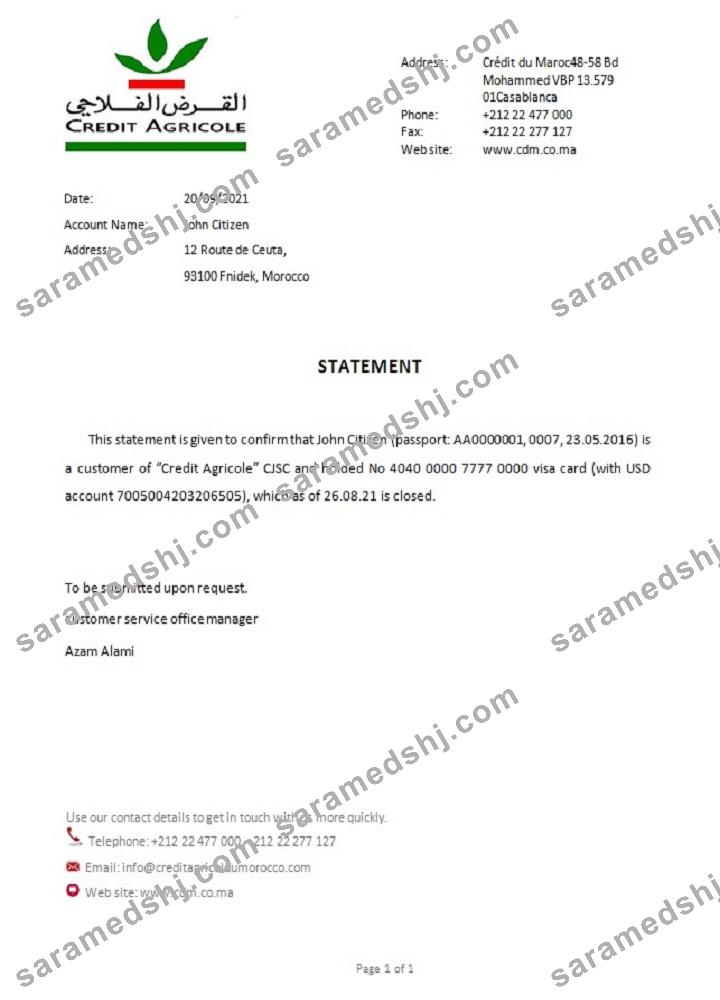 Morocco_Credit Agricole bank_closure reference